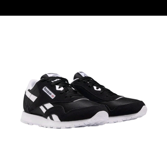 Reebok Kids Classic Nylon Sneakers - Black/Black White FV4441 - Picture 6 of 9